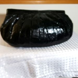 Vintage Jasmine Genuine Black Snake Skin Leather Clutch/Shoulder Bag Purse